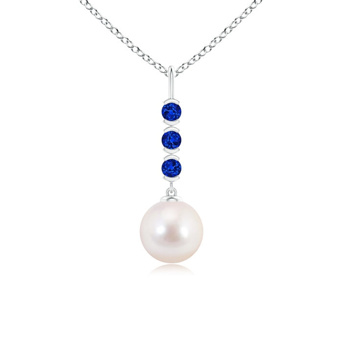 Japanese Akoya Pearl Drop Pendant with Sapphires