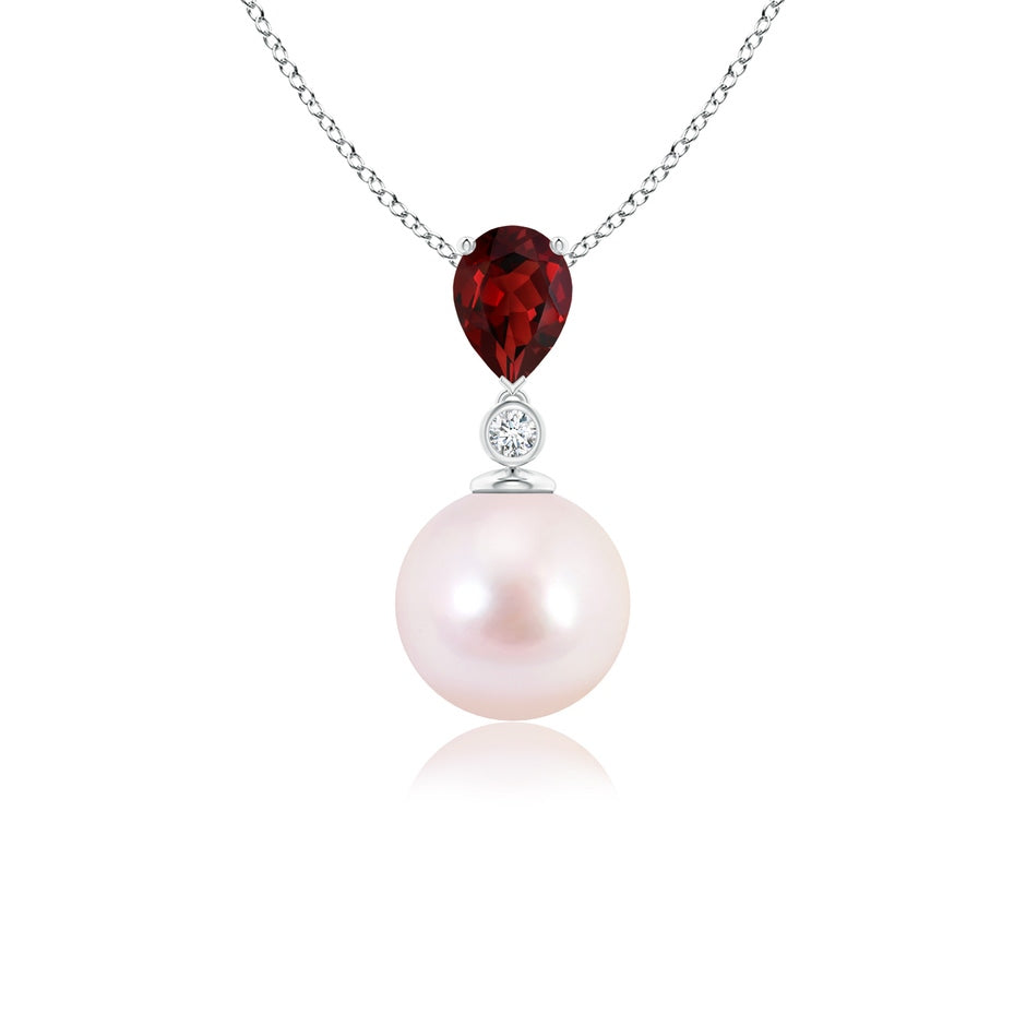 Japanese Akoya Pearl & Pear Garnet Drop Pendant