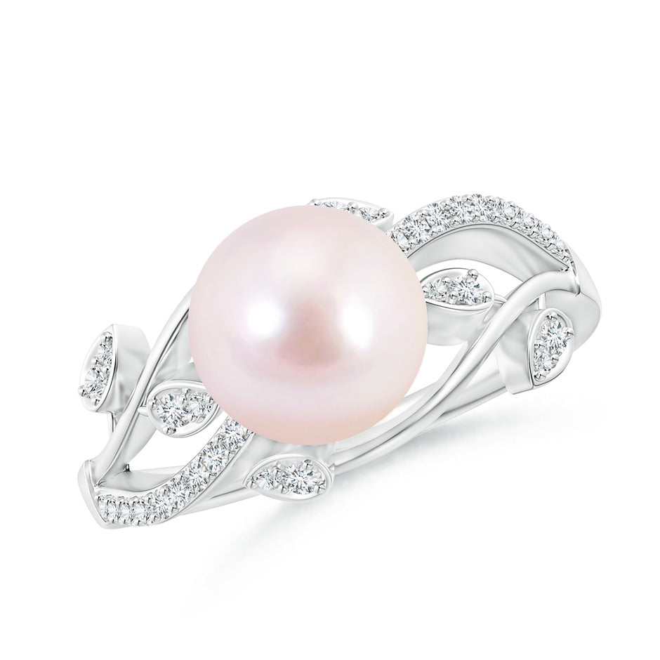 Japanese Akoya Pearl Olive Leaf Vine Ring