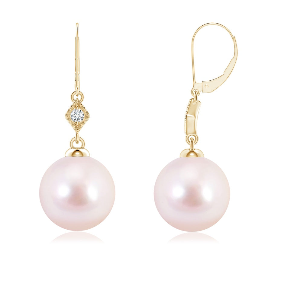 Japanese Akoya Pearl Earrings with Pavé-Set Diamond