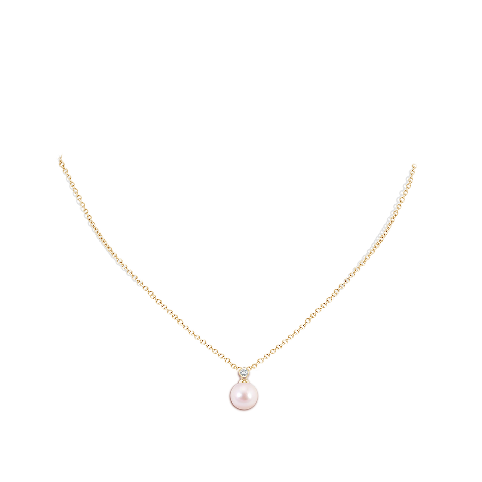 Japanese Akoya Pearl Pendant with Bezel Diamond