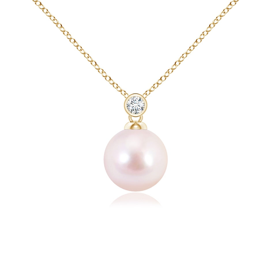 Japanese Akoya Pearl Pendant with Bezel Diamond