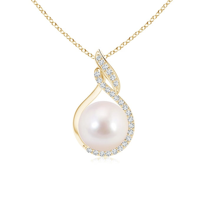 Japanese Akoya Pearl Swirl Pendant with Diamonds
