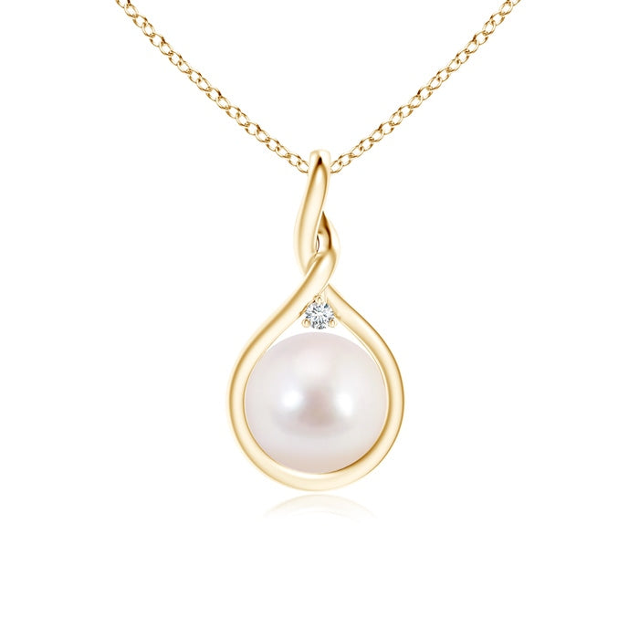 Japanese Akoya Pearl and Diamond Twisted Bale Pendant