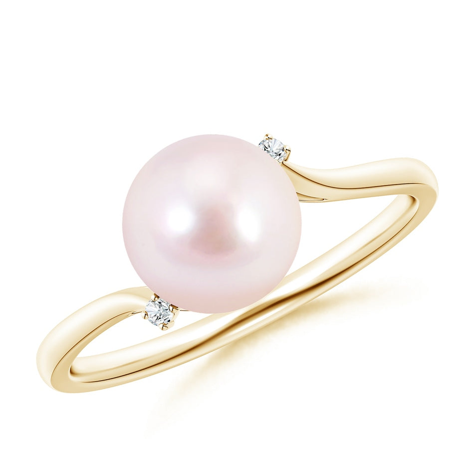 Japanese Akoya Pearl and Diamond Bypass Ring
