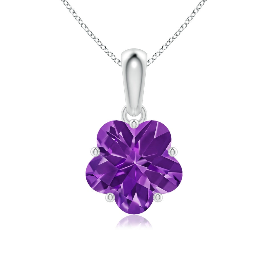 Classic Five-Petal Flower Amethyst Pendant