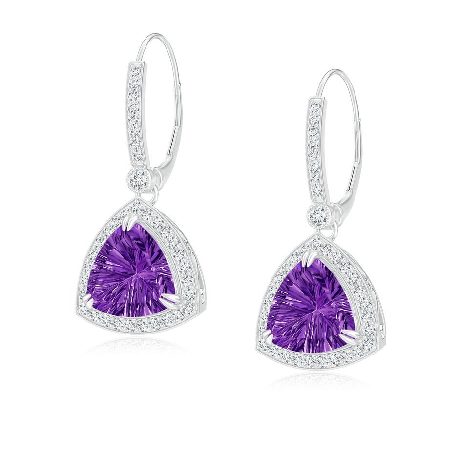 Vintage Style Trillion Concave-Cut Amethyst Earrings