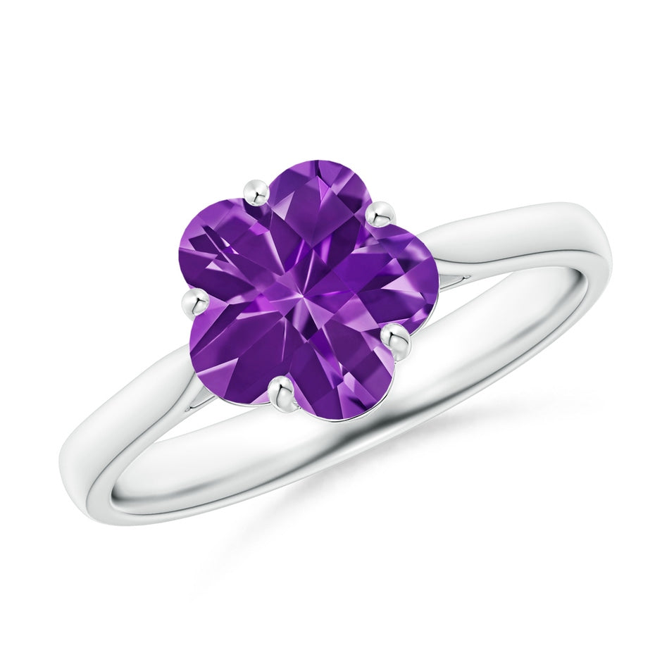 Classic Five-Petal Flower Amethyst Ring