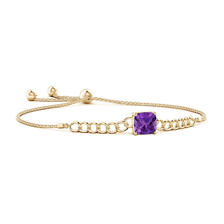 Cushion Amethyst Curb Chain Bolo Bracelet
