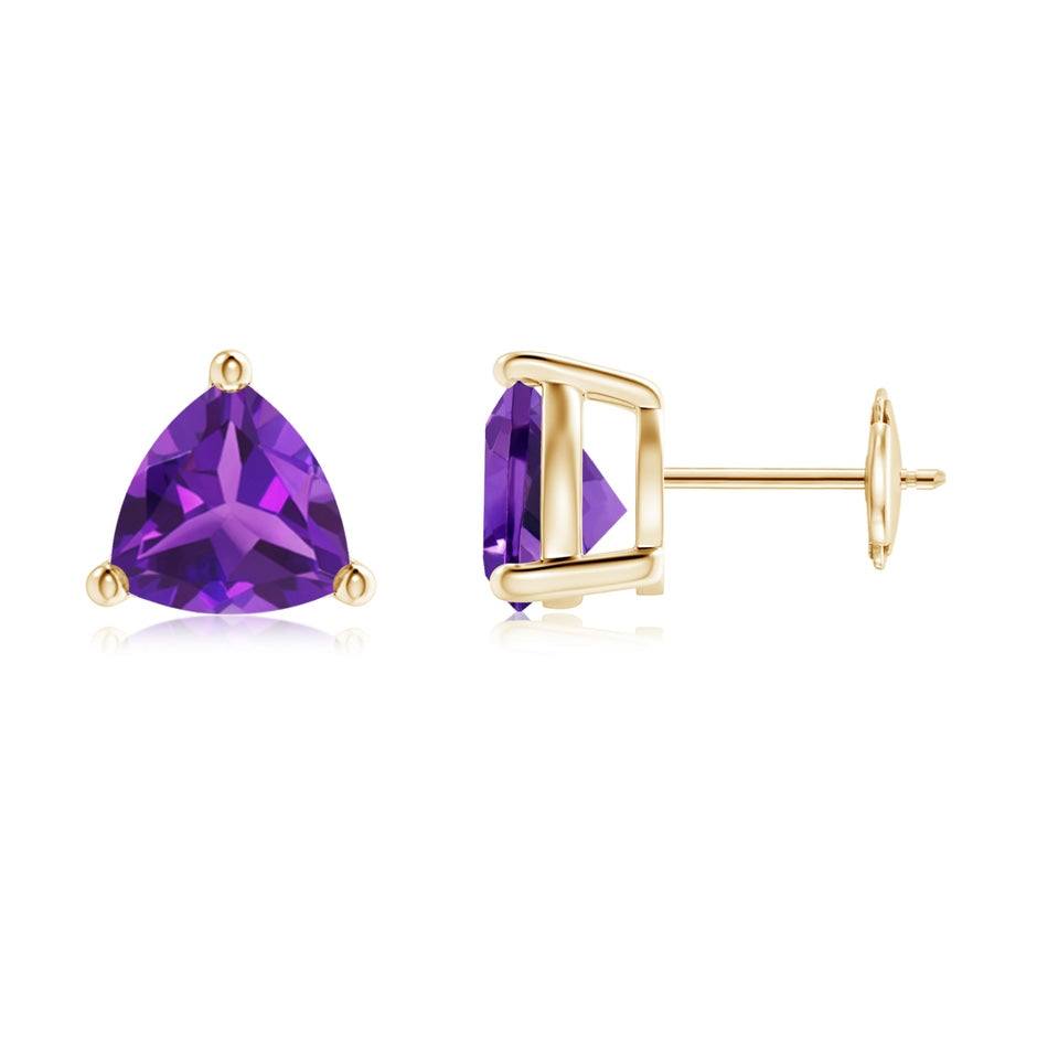 Basket-Set Trillion Amethyst Stud Earrings