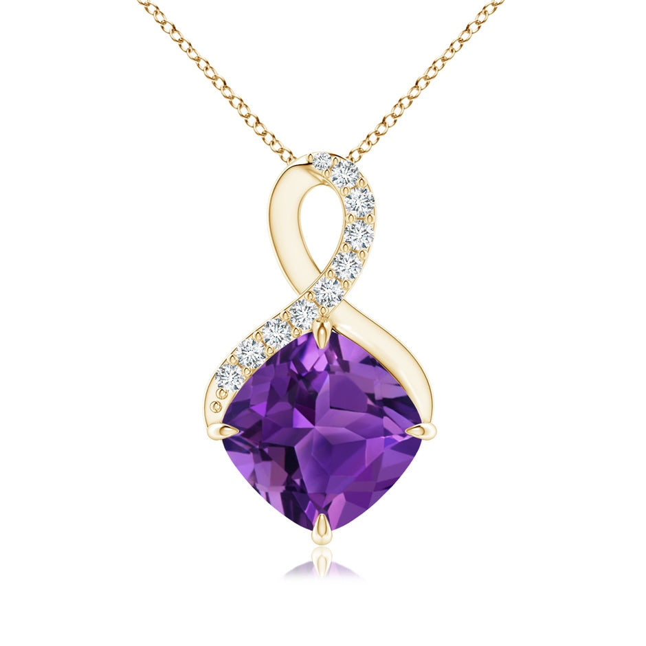 Claw-Set Amethyst Infinity Pendant with Diamonds