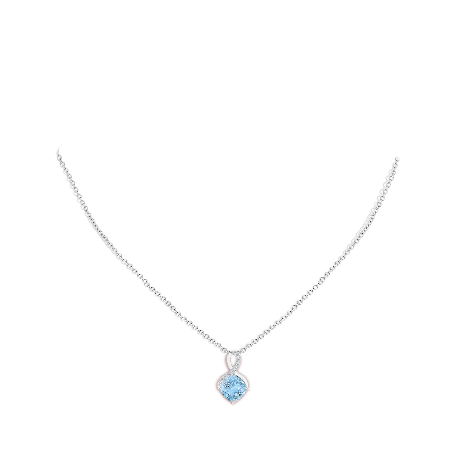 Claw-Set Aquamarine Infinity Pendant with Diamonds