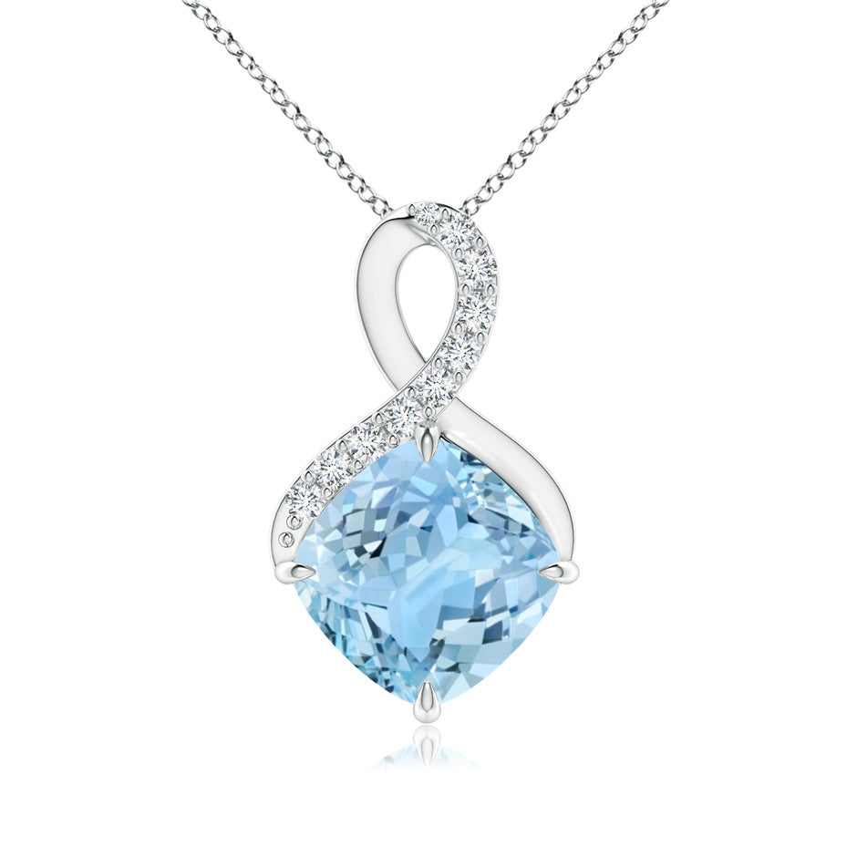 Claw-Set Aquamarine Infinity Pendant with Diamonds