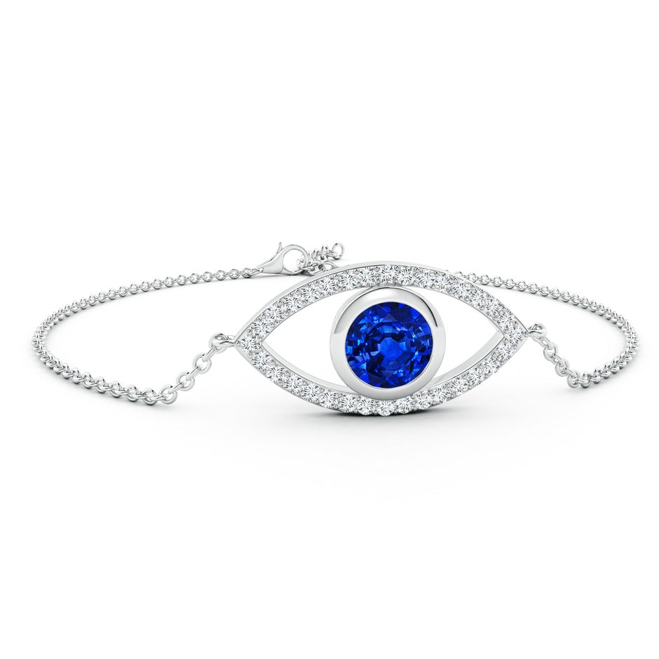 Lab-Grown Bezel-Set Blue Sapphire and Lab Diamond Evil Eye Bracelet