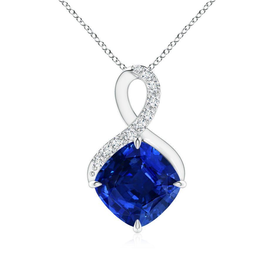 Lab-Grown Claw-Set Sapphire Infinity Pendant with Lab Diamonds