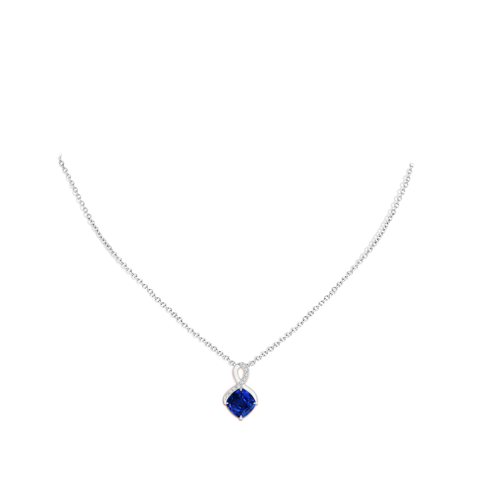 Lab-Grown Claw-Set Sapphire Infinity Pendant with Lab Diamonds