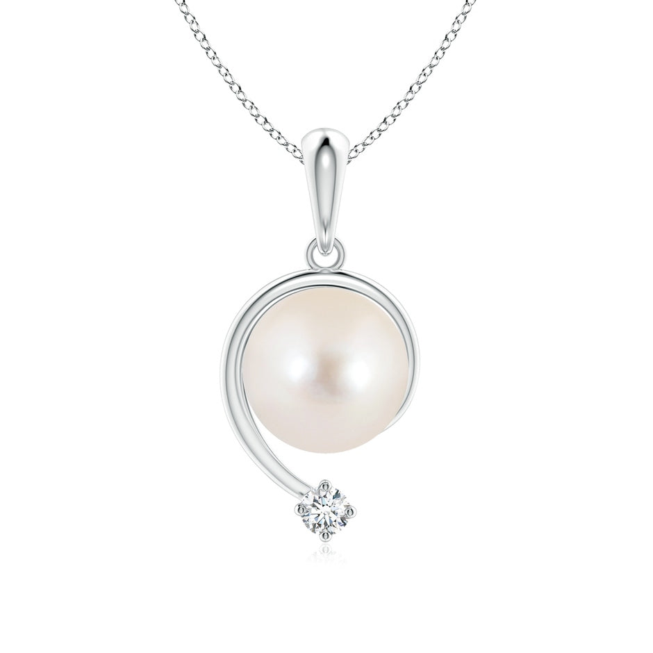 Freshwater Pearl and Diamond Swirl Pendant