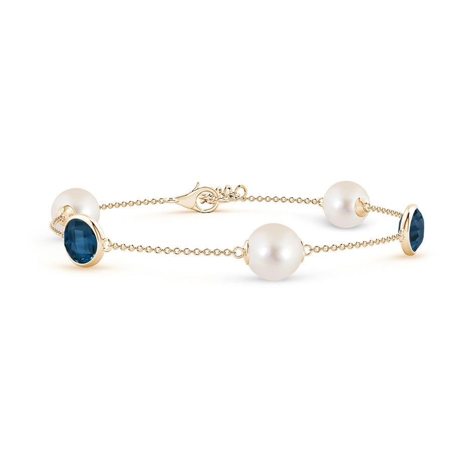 Freshwater Pearl & Oval London Blue Topaz Bracelet