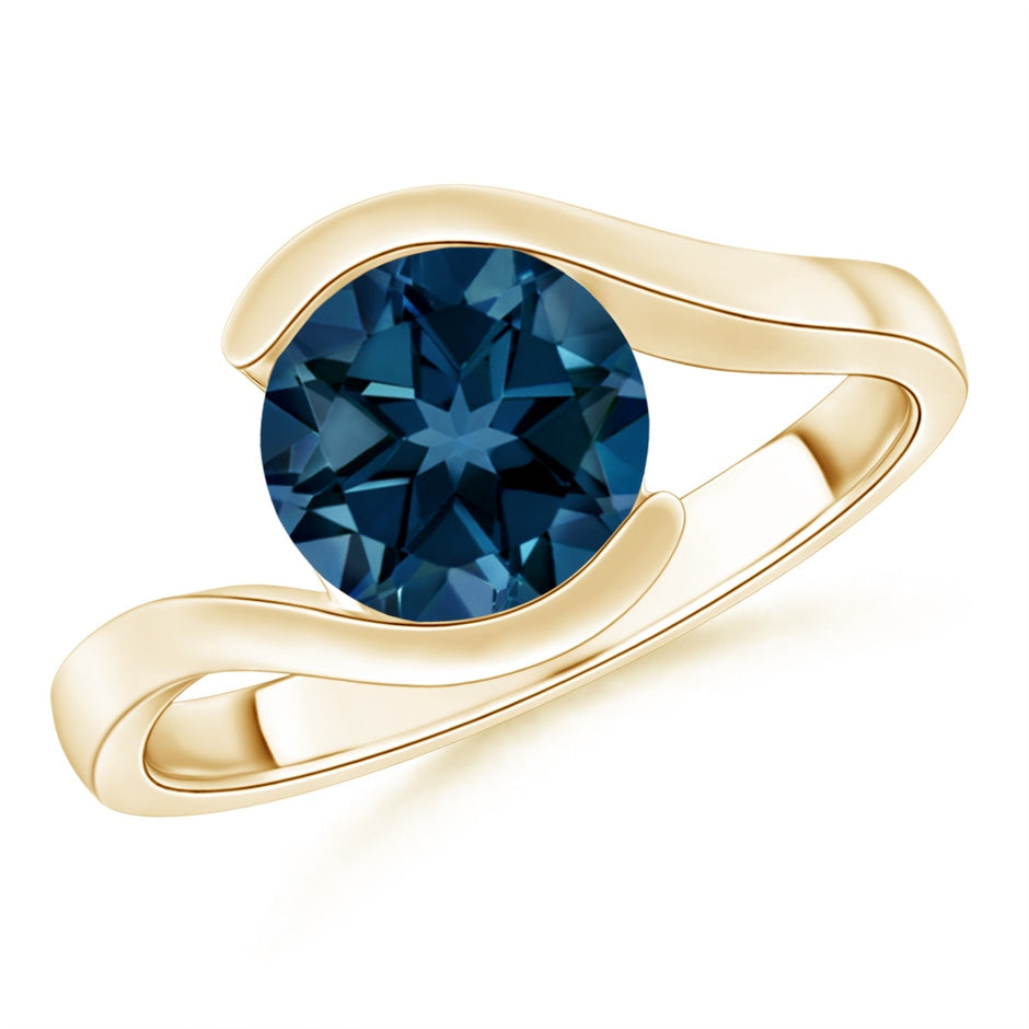 Semi Bezel-Set Solitaire Round London Blue Topaz Bypass Ring