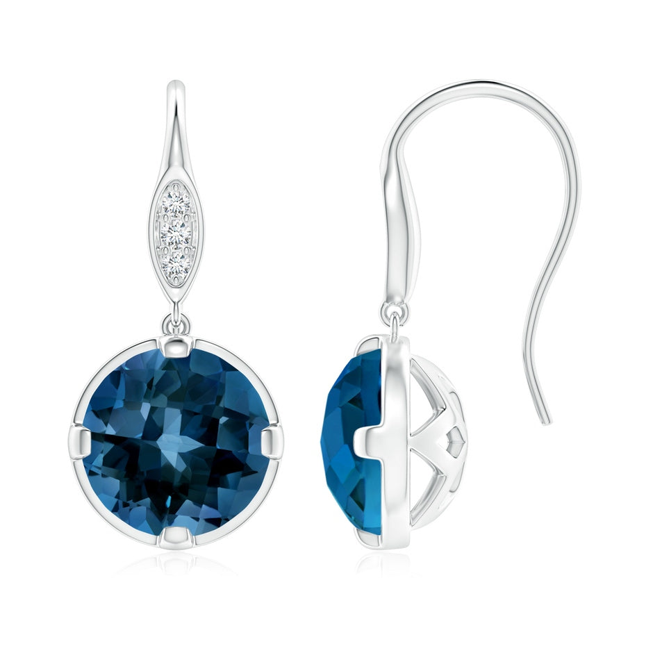London Blue Topaz Fish Hook Earrings with Diamond Accents