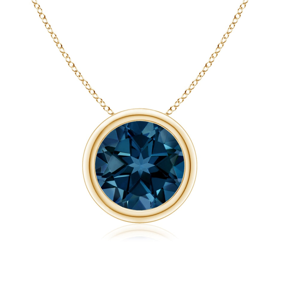Bezel-Set Round London Blue Topaz Solitaire Pendant