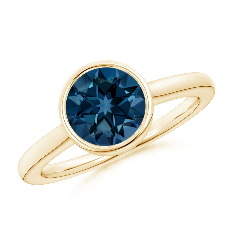 Bezel-Set Round London Blue Topaz Solitaire Engagement Ring