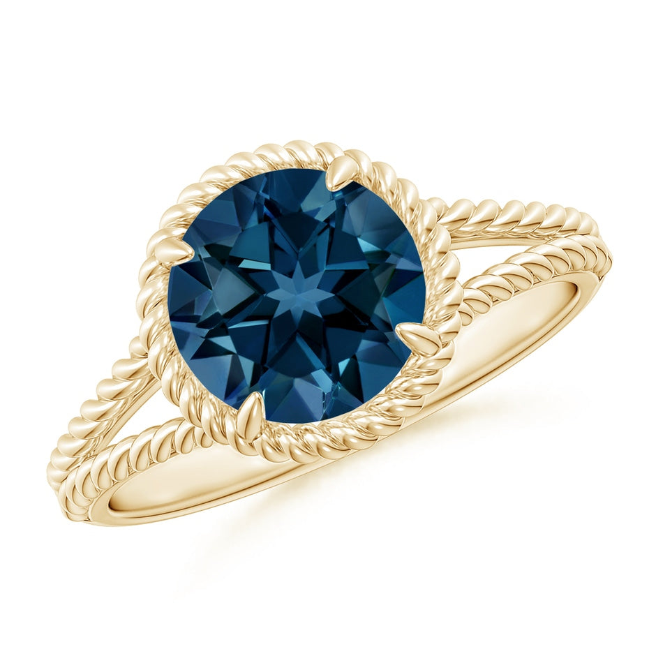 London Blue Topaz Twist Rope Split Shank Ring