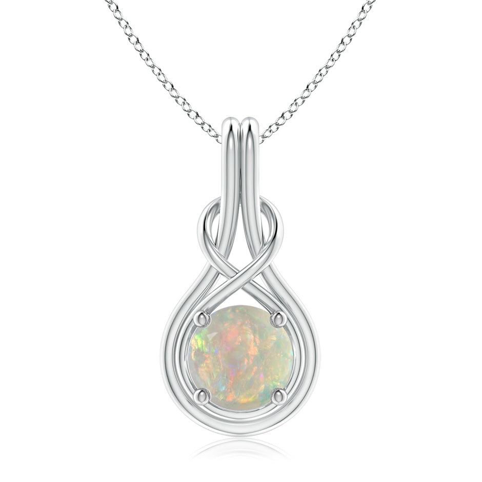 Round Opal Solitaire Infinity Knot Pendant