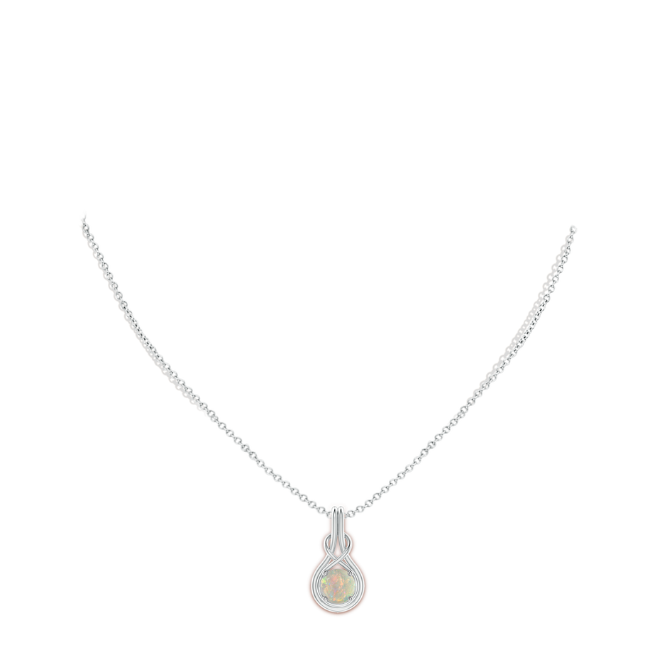 Round Opal Solitaire Infinity Knot Pendant
