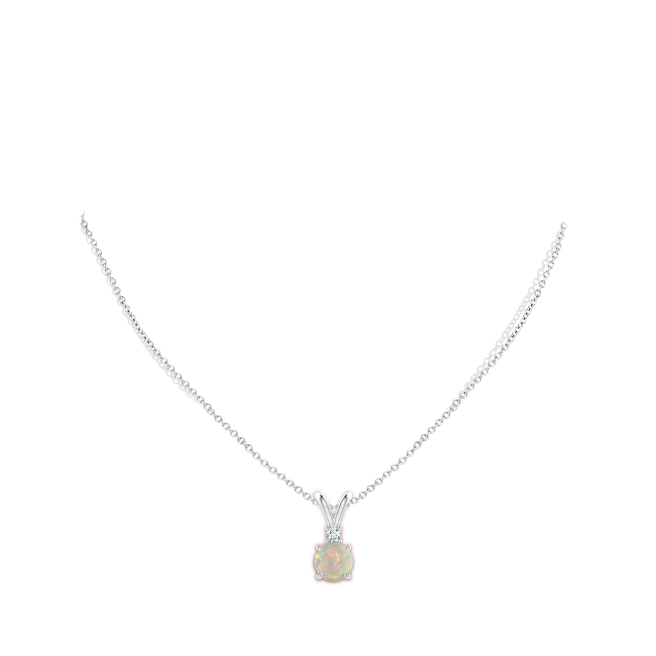 Round Opal Solitaire V-Bale Pendant with Diamond