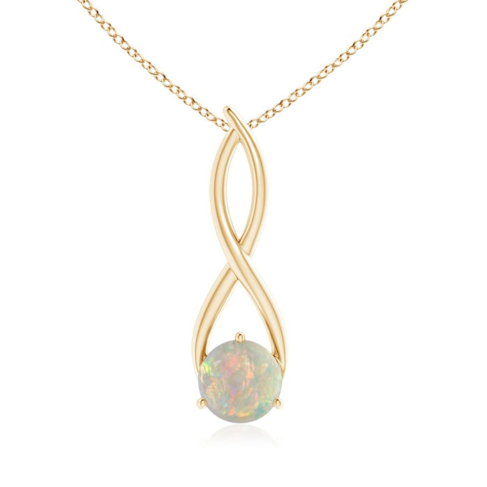 Round Opal Infinity Twist Pendant