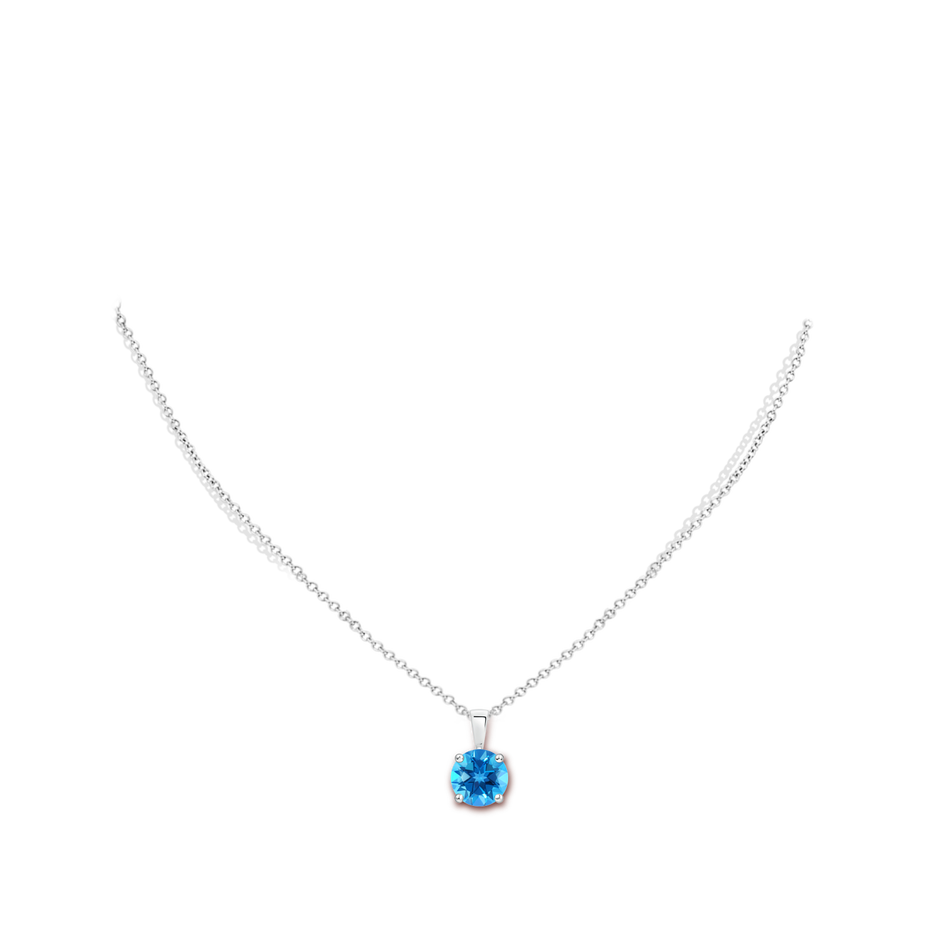 Classic Prong-Set Round Swiss Blue Topaz Solitaire Pendant