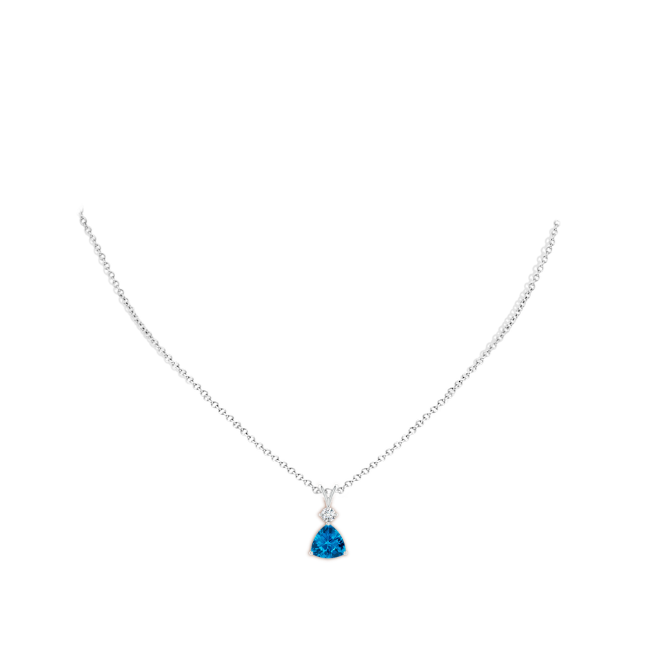 Trillion Checker-Cut Swiss Blue Topaz Solitaire Pendant