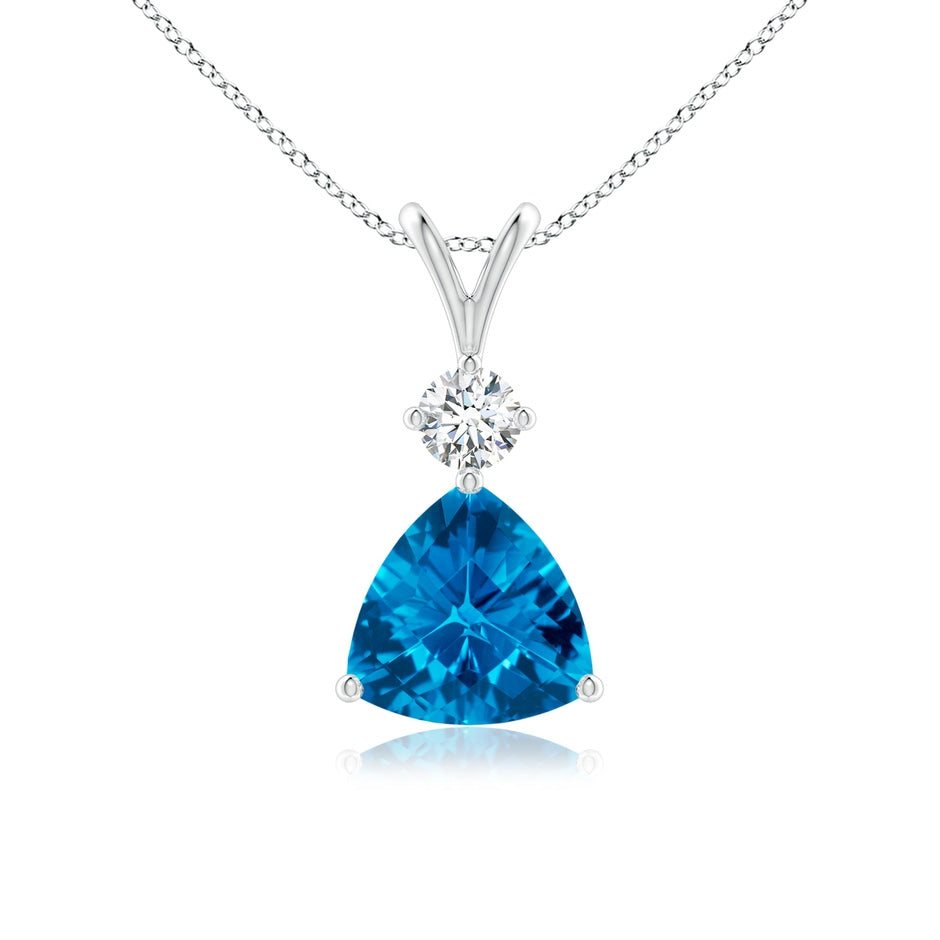 Trillion Checker-Cut Swiss Blue Topaz Solitaire Pendant
