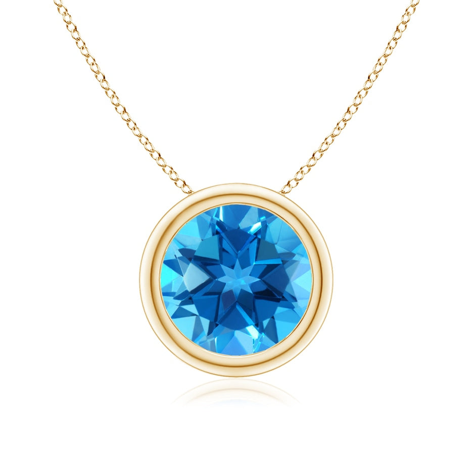 Bezel-Set Round Swiss Blue Topaz Solitaire Pendant