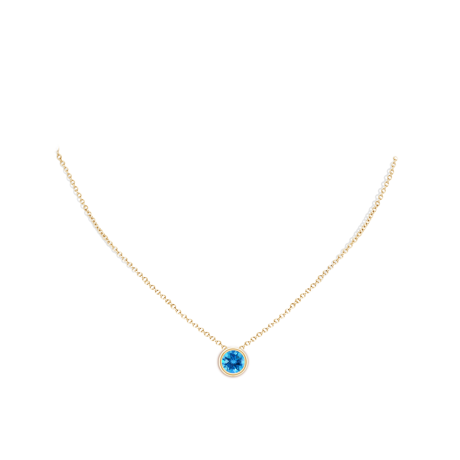 Bezel-Set Round Swiss Blue Topaz Solitaire Pendant