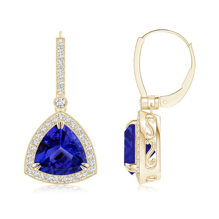 Vintage-Inspired Dangling Trillion Tanzanite Earrings