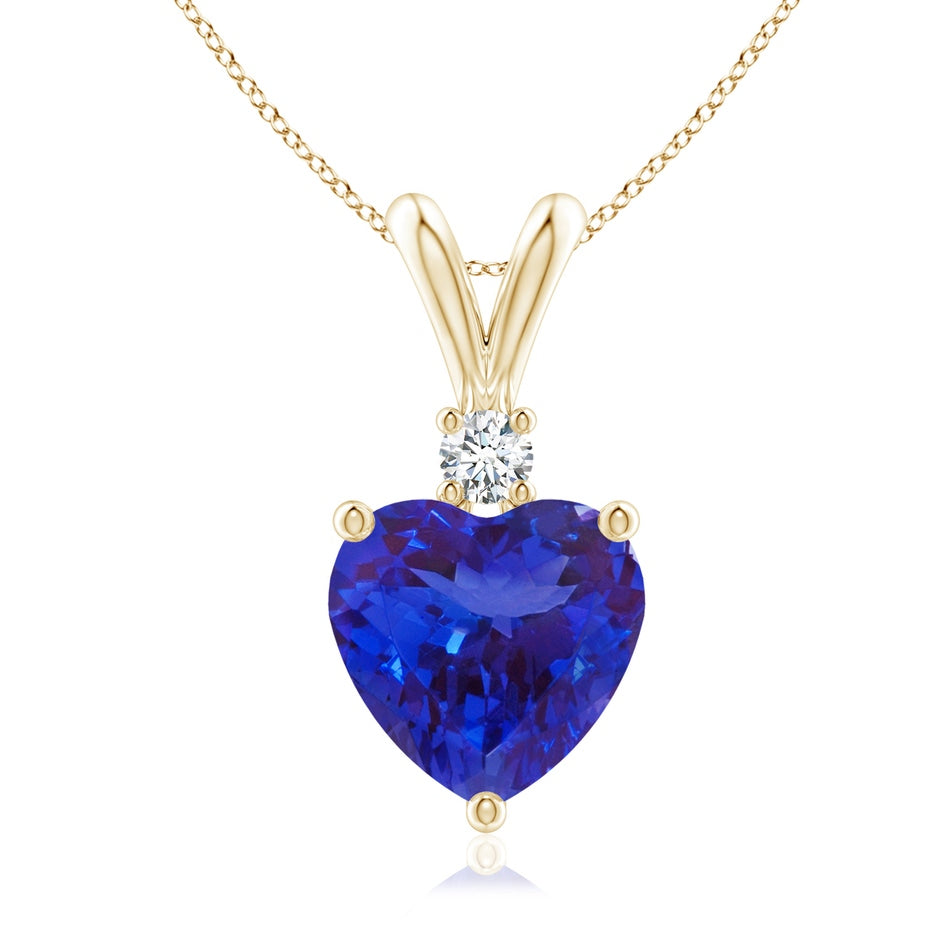 Heart-Shaped Tanzanite V-Bale Pendant with Diamond