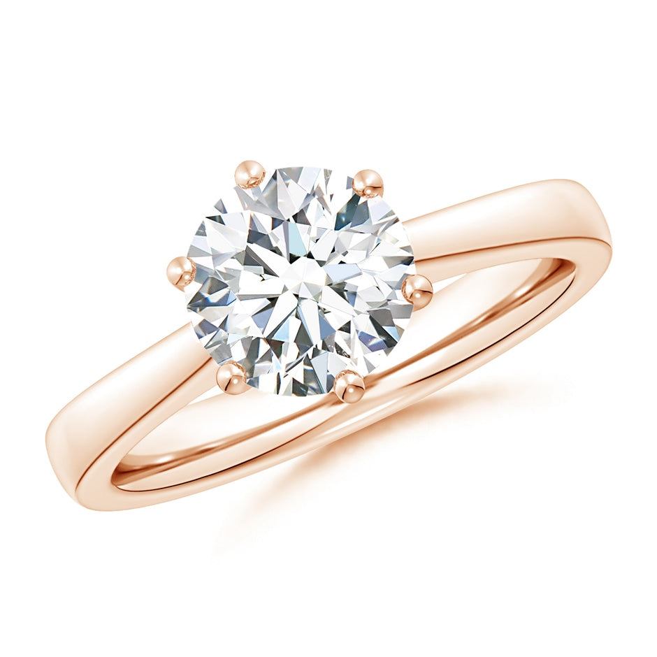 Six Prong-Set Round Lab-Grown Diamond Reverse Tapered Shank Cathedral Engagement Ring
