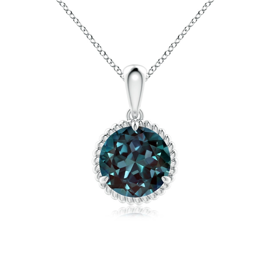 Rope-Framed Claw-Set Lab-Grown Alexandrite Solitaire Pendant