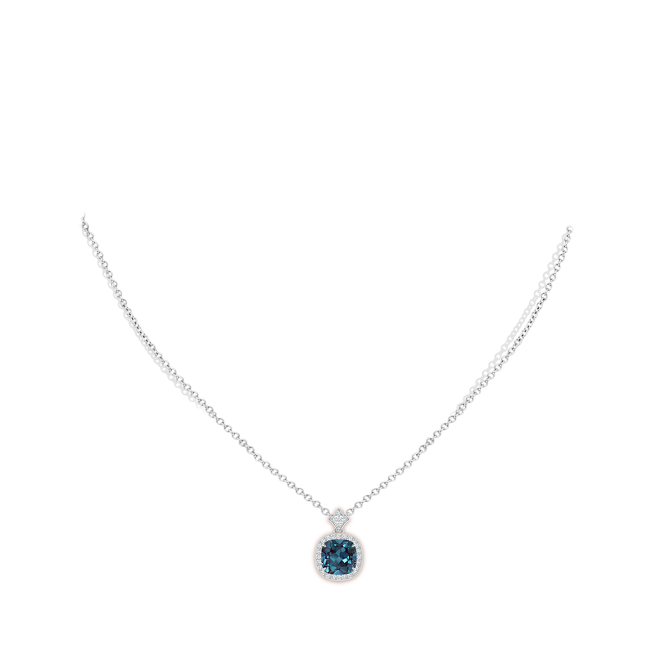 Vintage Inspired Cushion Lab-Grown Alexandrite Halo Pendant