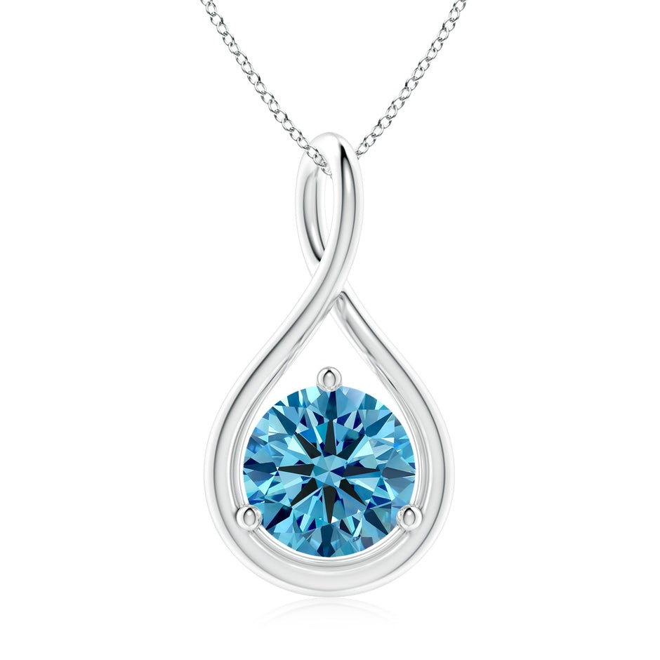 Solitaire Round Lab-Grown Fancy Intense Blue Diamond Infinity Twist Pendant