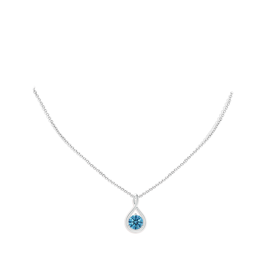 Solitaire Round Lab-Grown Fancy Intense Blue Diamond Infinity Twist Pendant