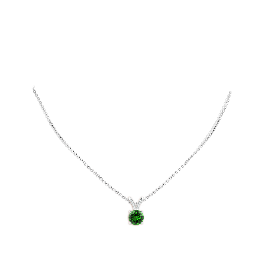 Lab-Grown V-Bale Round Emerald Solitaire Pendant