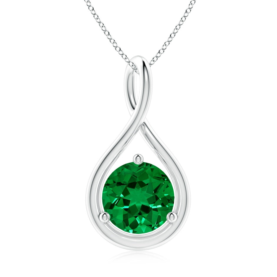 Lab-Grown Solitaire Round Emerald Infinity Twist Pendant