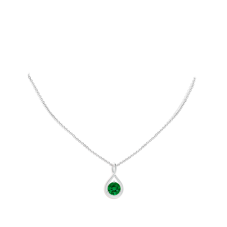 Lab-Grown Solitaire Round Emerald Infinity Twist Pendant