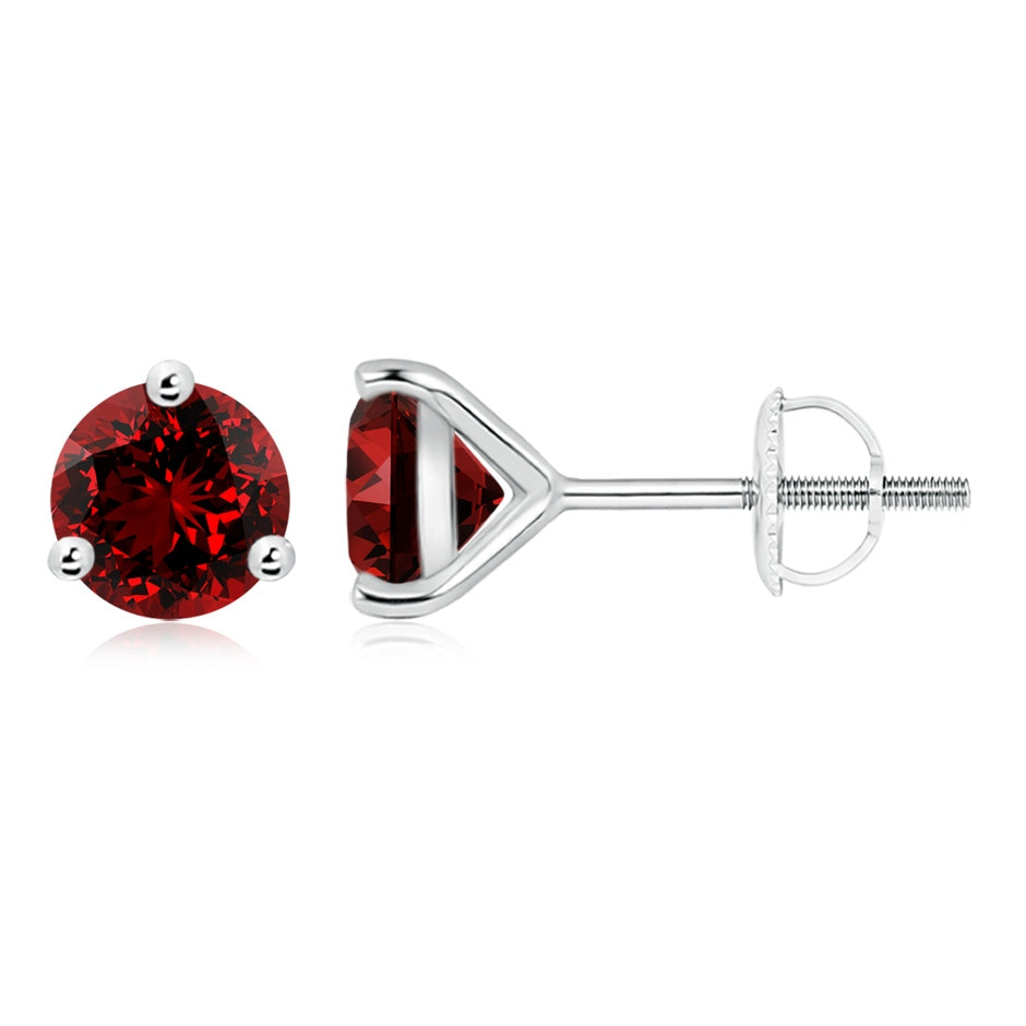 Lab-Grown Martini-Set Round Ruby Stud Earrings