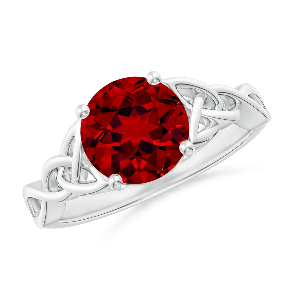 Lab-Grown Round Ruby Celtic Knot Engagement Ring