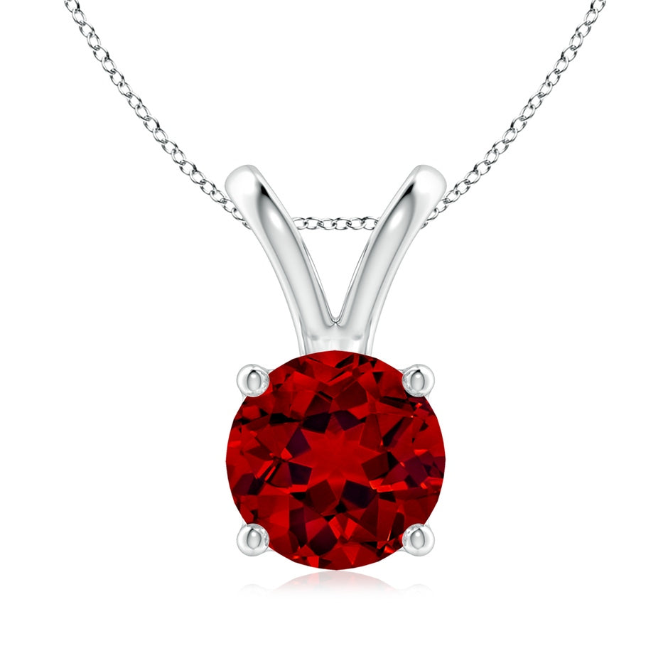 Lab-Grown V-Bale Round Ruby Solitaire Pendant