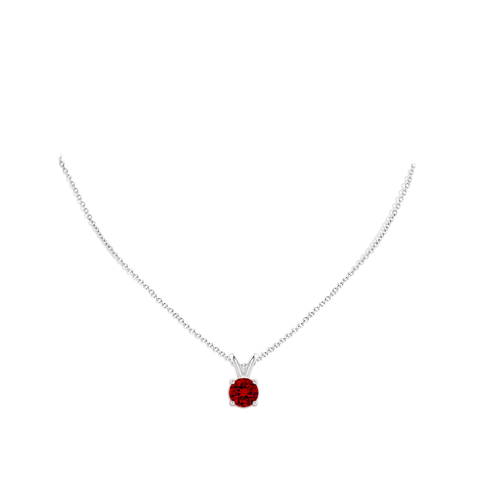 Lab-Grown V-Bale Round Ruby Solitaire Pendant